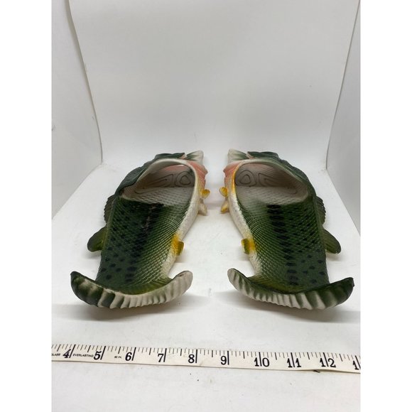 Bass Fish Sandals Rivers Edge Sz 11/12 Adult Non Slip Hand Painted Fisher Stream - Picture 6 of 9